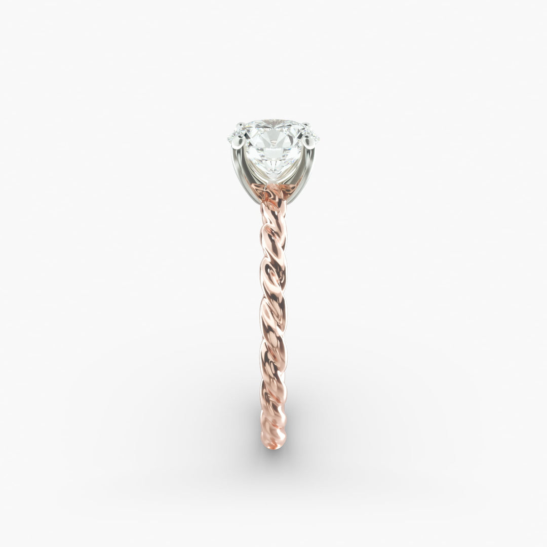 Round Brilliant Lab-Grown Diamond Rope-Style Engagement Ring | Textured Solitaire | IGI Certified | 10K/14K/18K Gold