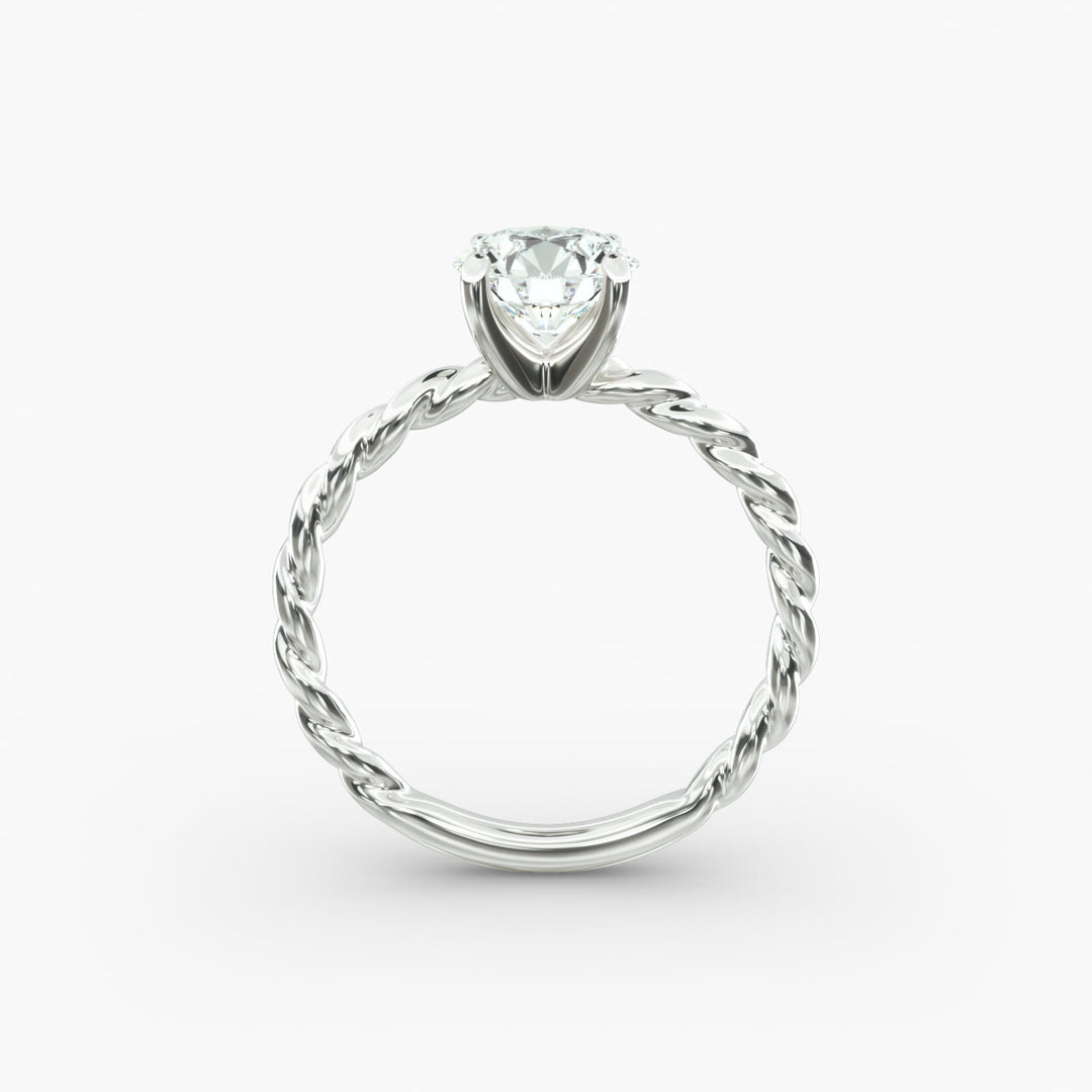 Round Brilliant Lab-Grown Diamond Rope-Style Engagement Ring | Textured Solitaire | IGI Certified | 10K/14K/18K Gold