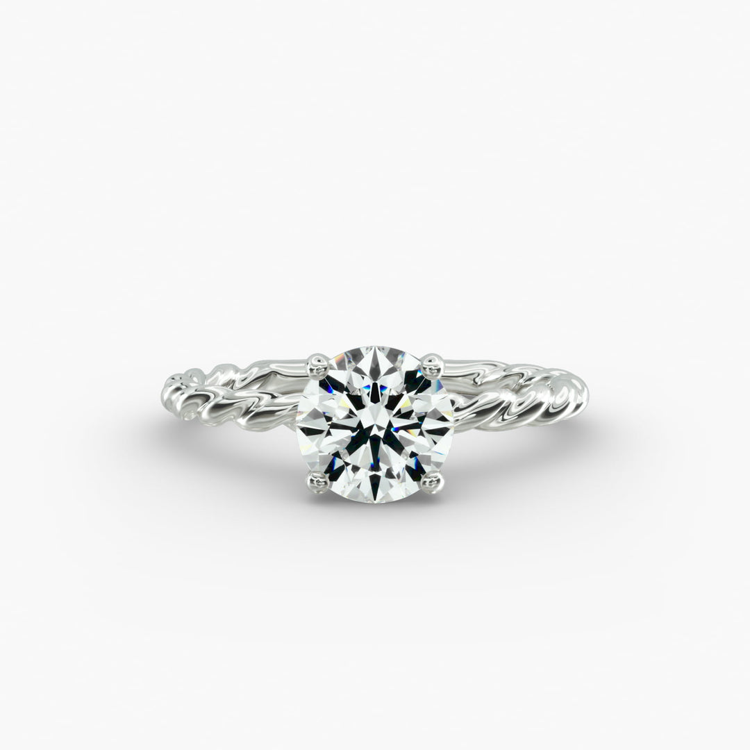 Round Brilliant Lab-Grown Diamond Rope-Style Engagement Ring | Textured Solitaire | IGI Certified | 10K/14K/18K Gold