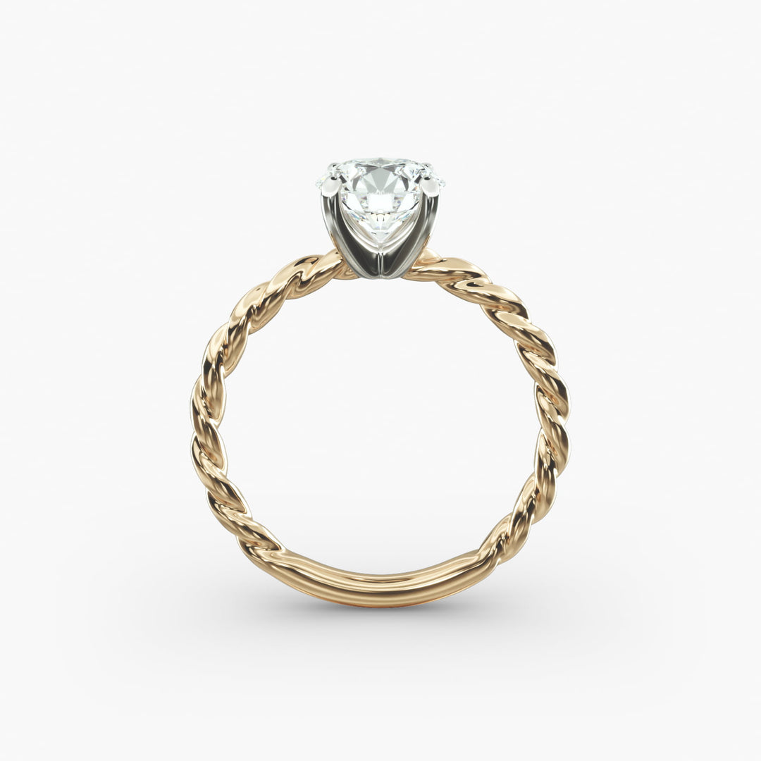 Round Brilliant Lab-Grown Diamond Rope-Style Engagement Ring | Textured Solitaire | IGI Certified | 10K/14K/18K Gold