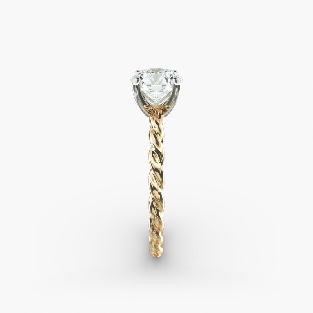 Round Brilliant Lab-Grown Diamond Rope-Style Engagement Ring | Textured Solitaire | IGI Certified | 10K/14K/18K Gold