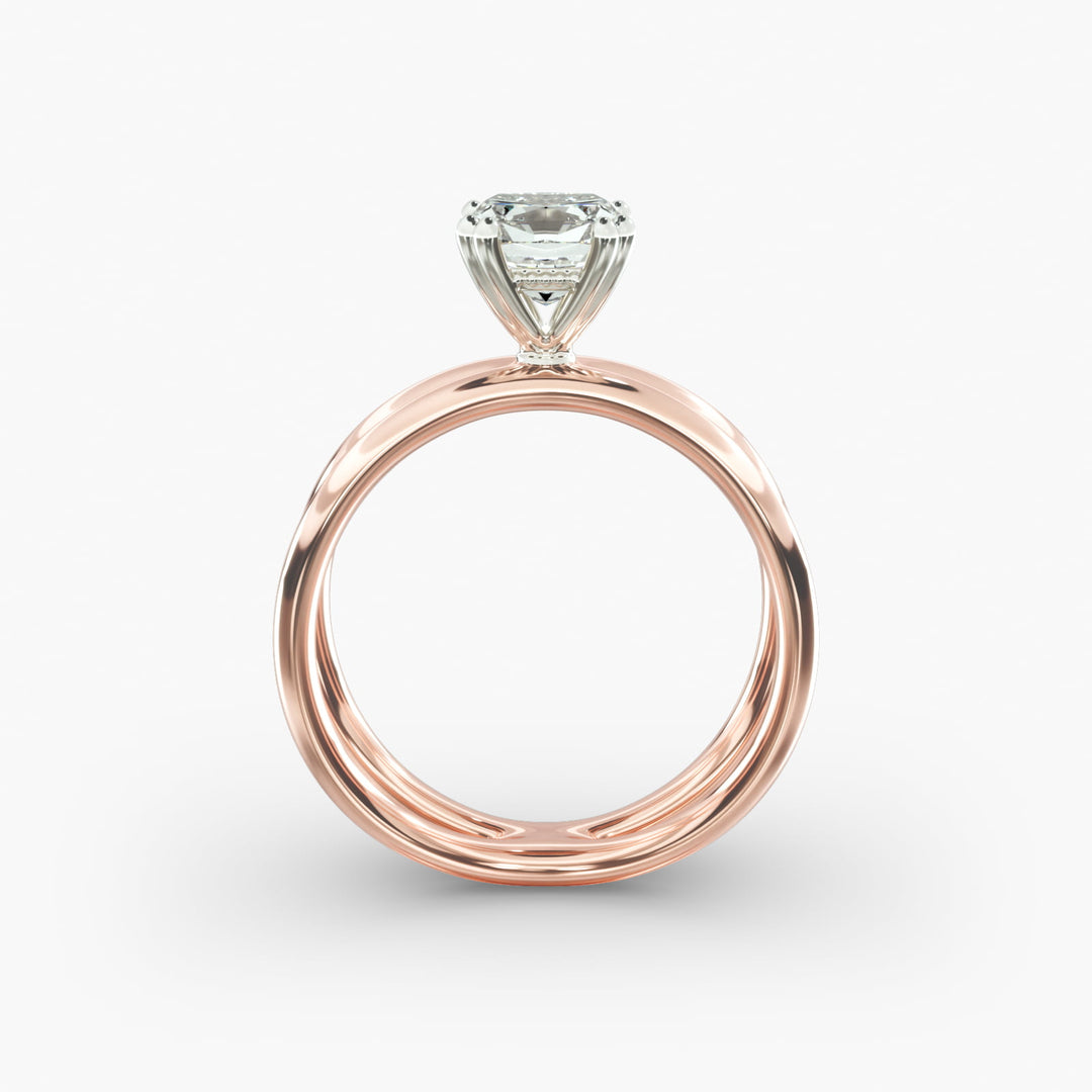 Cushion Lab-Grown Diamond Double Band Ring – Modern Designer Style | IGI Certified | 10K/14K/18K Gold