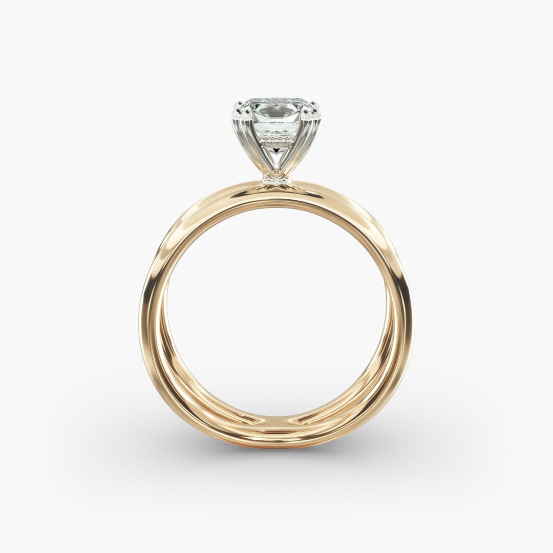 Cushion Lab-Grown Diamond Double Band Ring – Modern Designer Style | IGI Certified | 10K/14K/18K Gold