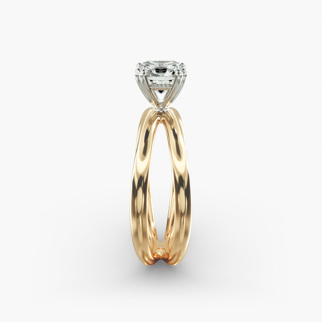 Cushion Lab-Grown Diamond Double Band Ring – Modern Designer Style | IGI Certified | 10K/14K/18K Gold