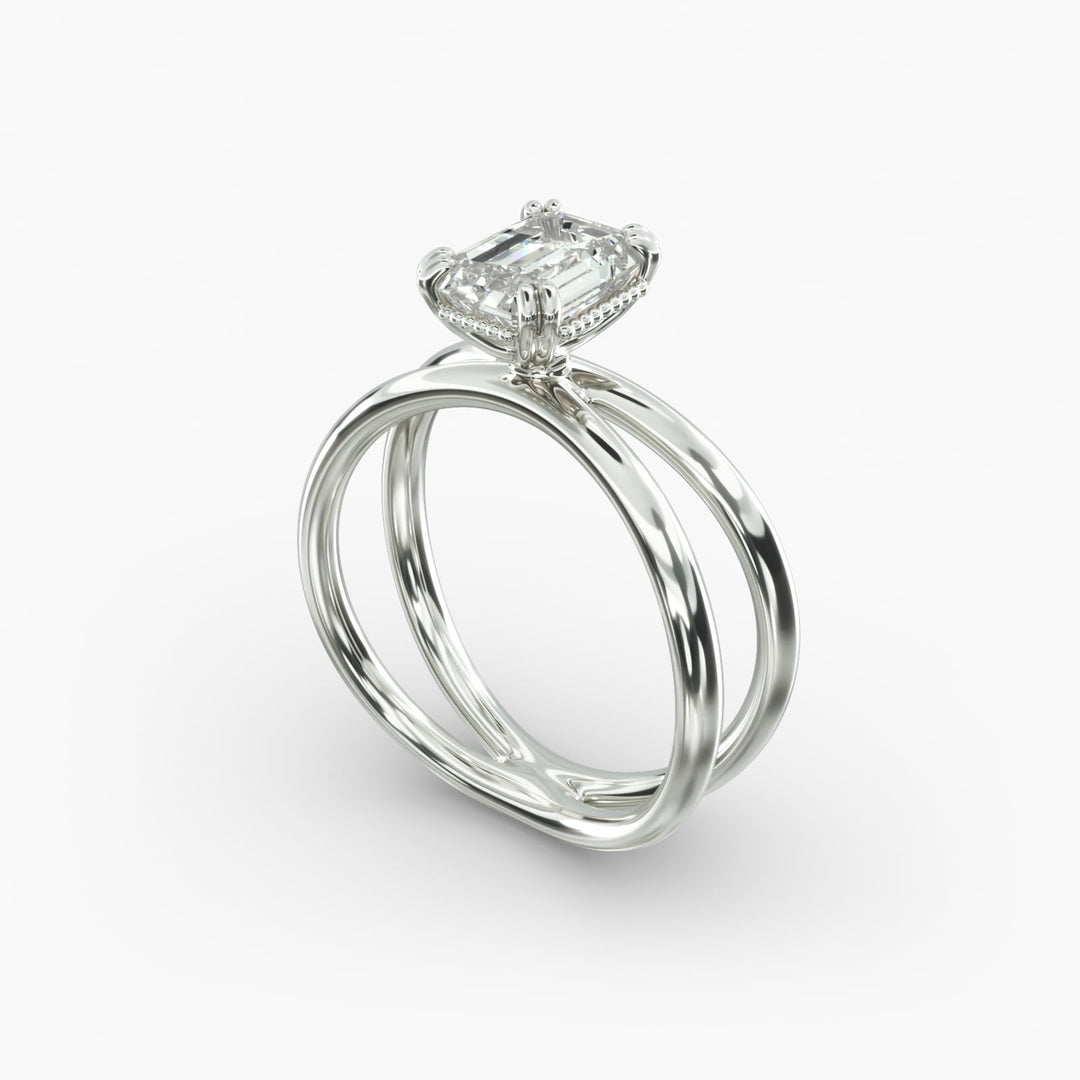 Emerald Lab-Grown Diamond Double Band Ring – Modern Designer Style | IGI Certified | 10K/14K/18K Gold