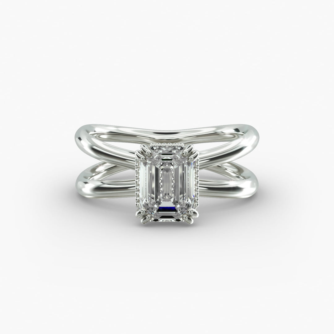 Emerald Lab-Grown Diamond Double Band Ring – Modern Designer Style | IGI Certified | 10K/14K/18K Gold