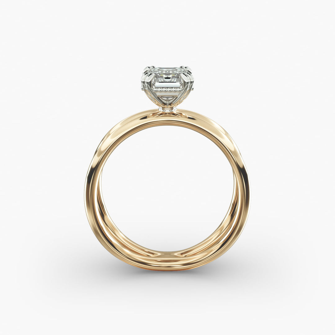 Emerald Lab-Grown Diamond Double Band Ring – Modern Designer Style | IGI Certified | 10K/14K/18K Gold