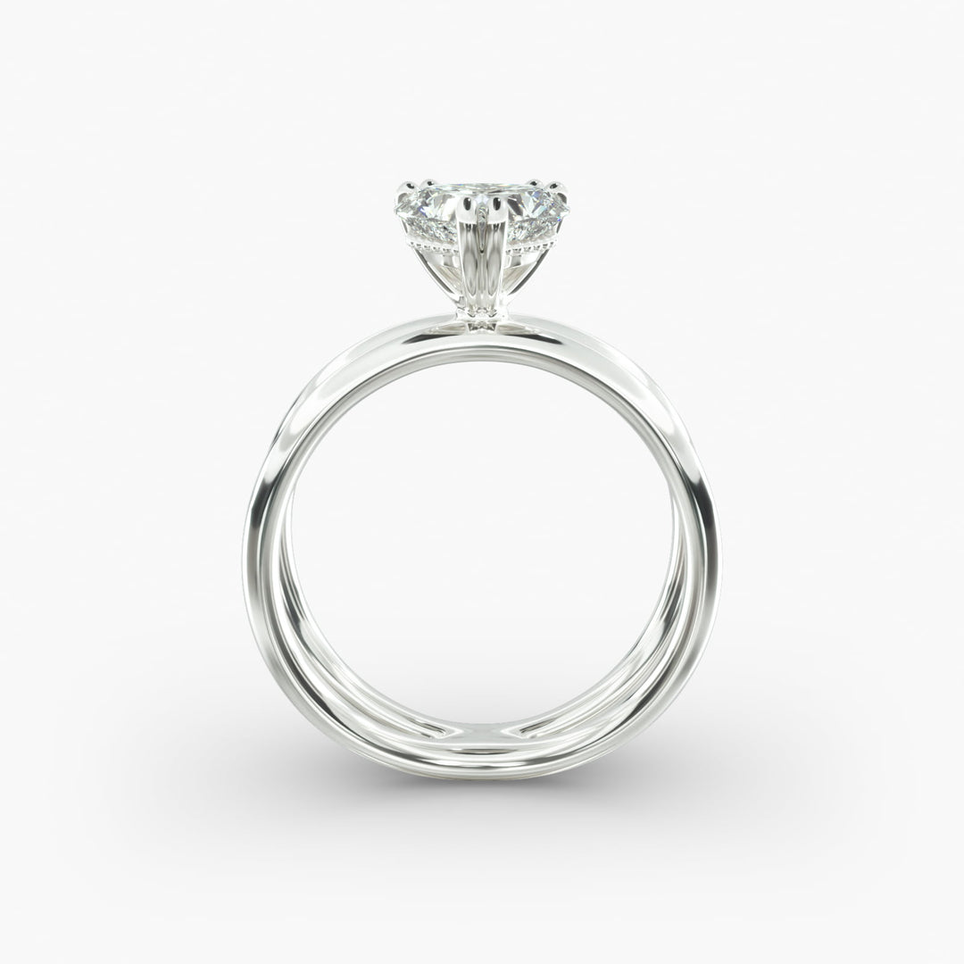 Heart Lab-Grown Diamond Double Band Ring – Modern Designer Style | IGI Certified | 10K/14K/18K Gold