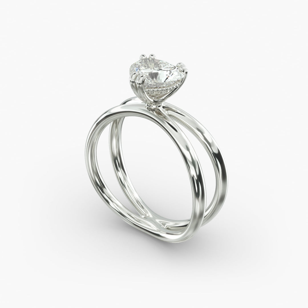 Heart Lab-Grown Diamond Double Band Ring – Modern Designer Style | IGI Certified | 10K/14K/18K Gold