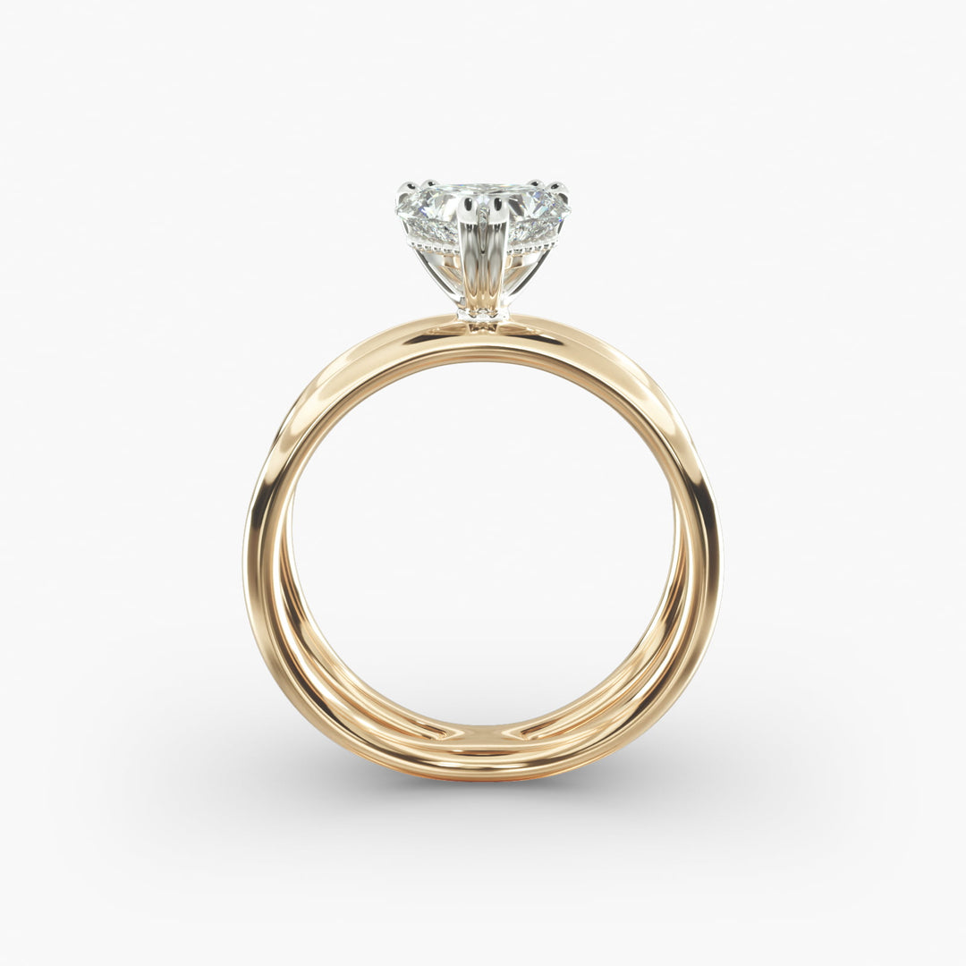 Heart Lab-Grown Diamond Double Band Ring – Modern Designer Style | IGI Certified | 10K/14K/18K Gold