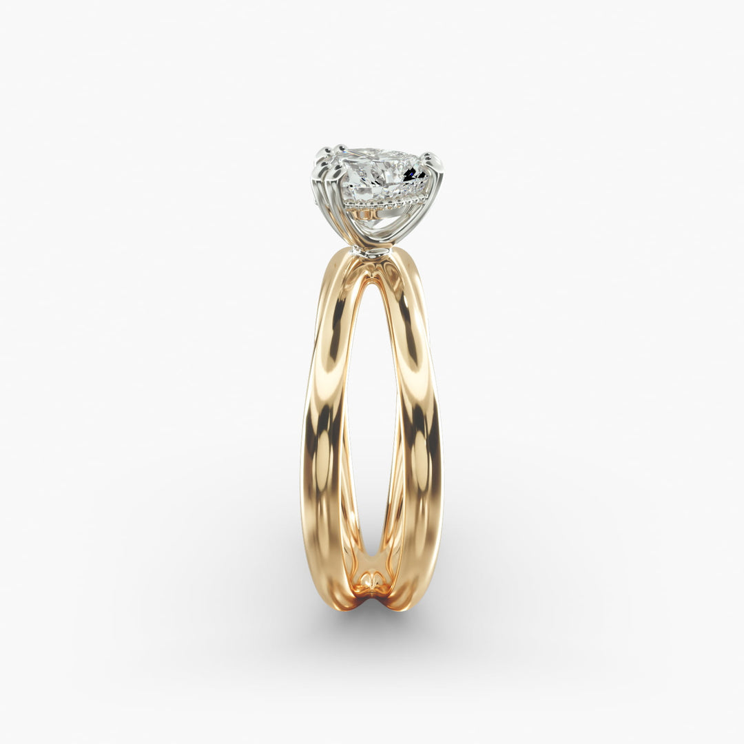 Heart Lab-Grown Diamond Double Band Ring – Modern Designer Style | IGI Certified | 10K/14K/18K Gold