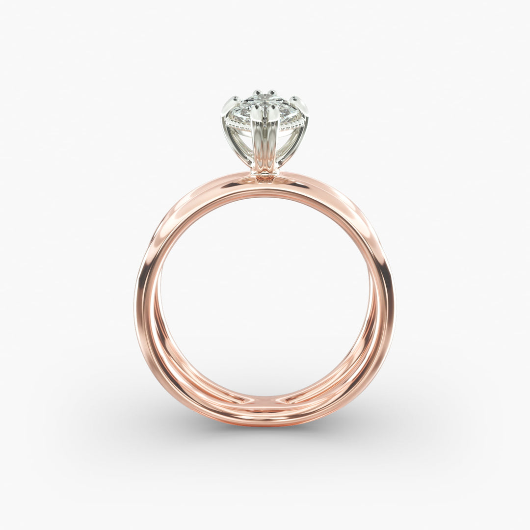 Marquise Lab-Grown Diamond Twisted Double Band Ring – Elegant Designer Style | IGI Certified | 10K/14K/18K Gold