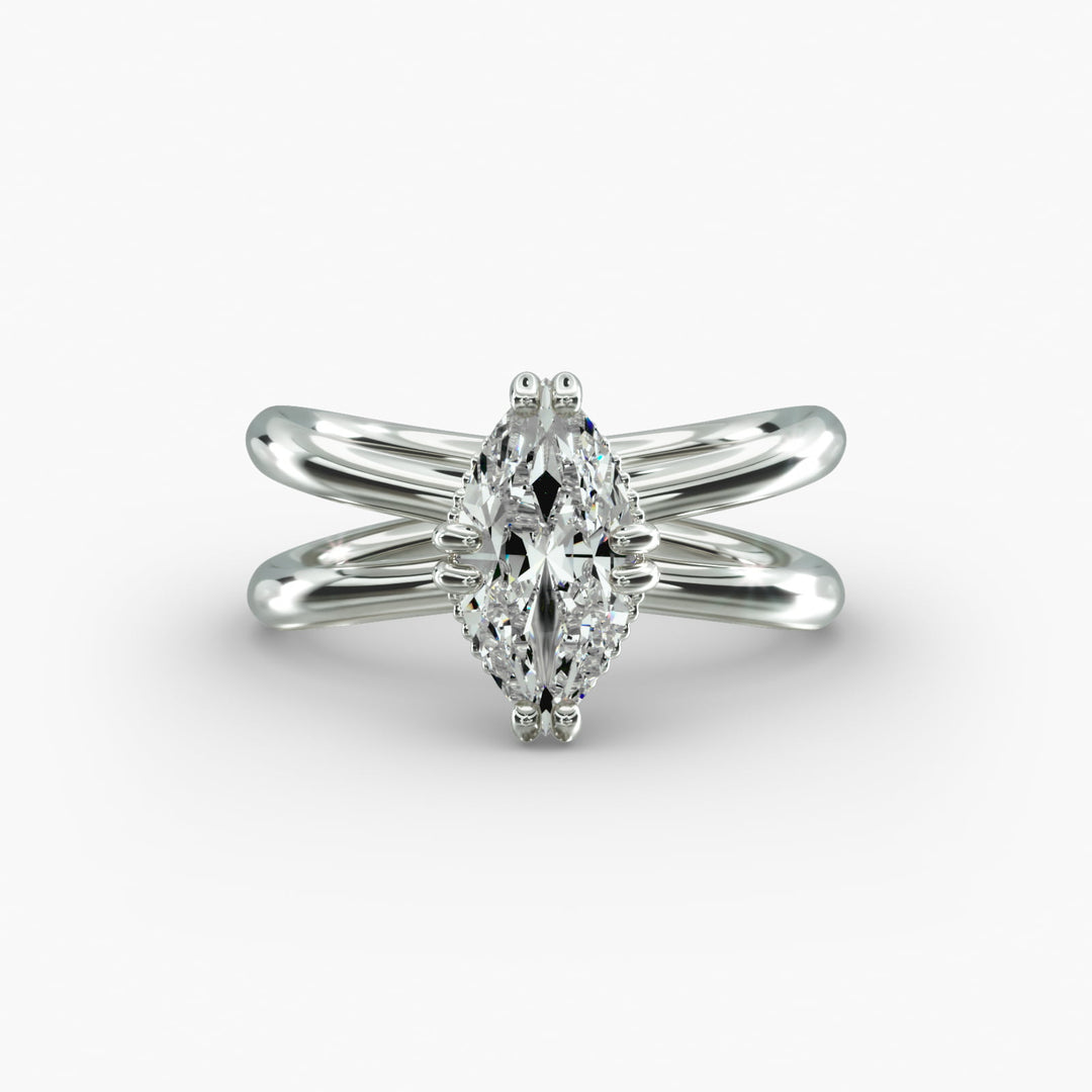 Marquise Lab-Grown Diamond Twisted Double Band Ring – Elegant Designer Style | IGI Certified | 10K/14K/18K Gold