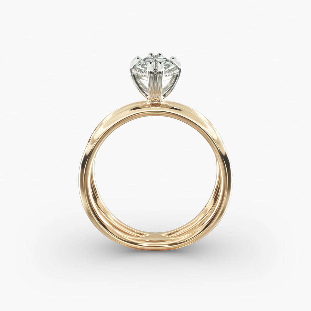 Marquise Lab-Grown Diamond Twisted Double Band Ring – Elegant Designer Style | IGI Certified | 10K/14K/18K Gold