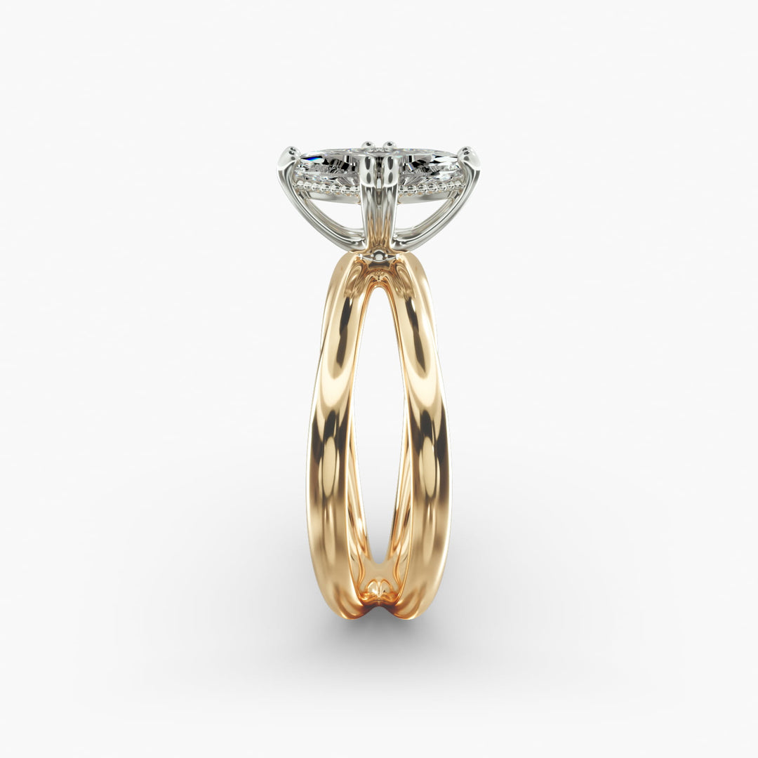 Marquise Lab-Grown Diamond Twisted Double Band Ring – Elegant Designer Style | IGI Certified | 10K/14K/18K Gold