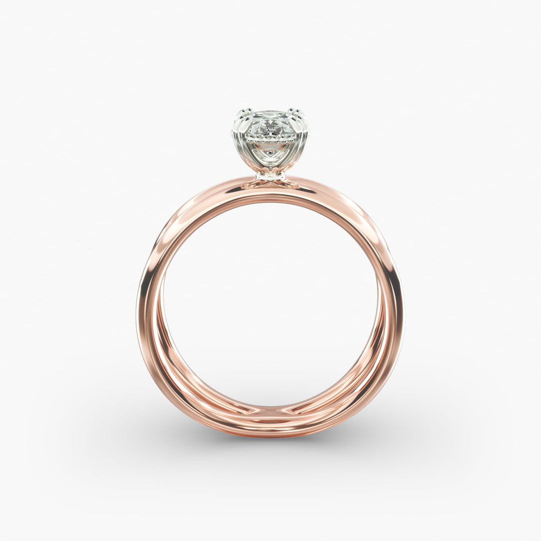 Oval Lab-Grown Diamond Twisted Double Band Ring – Contemporary Elegance | IGI Certified | 10K/14K/18K Gold