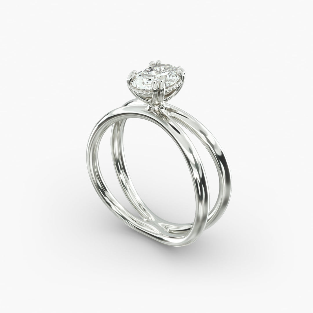 Oval Lab-Grown Diamond Twisted Double Band Ring – Contemporary Elegance | IGI Certified | 10K/14K/18K Gold