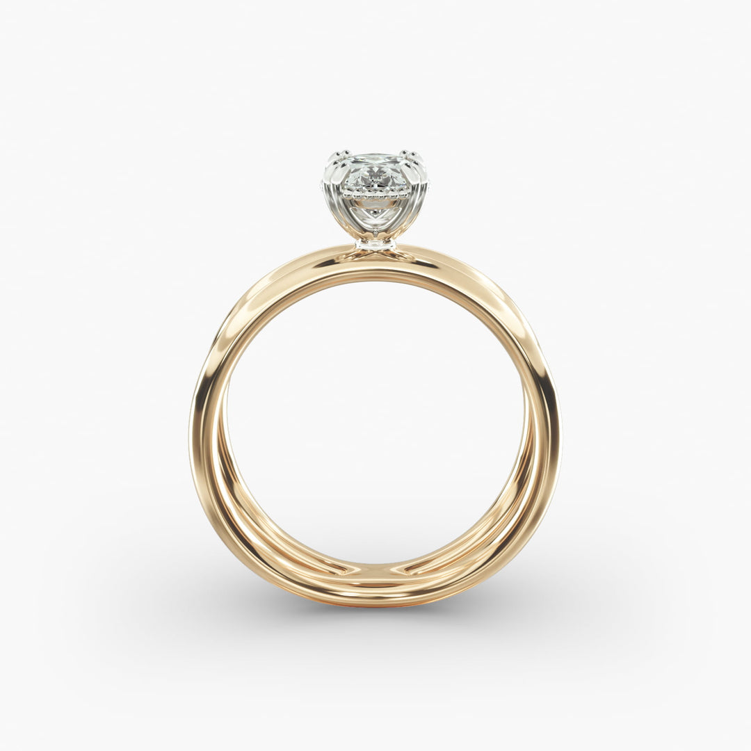 Oval Lab-Grown Diamond Twisted Double Band Ring – Contemporary Elegance | IGI Certified | 10K/14K/18K Gold