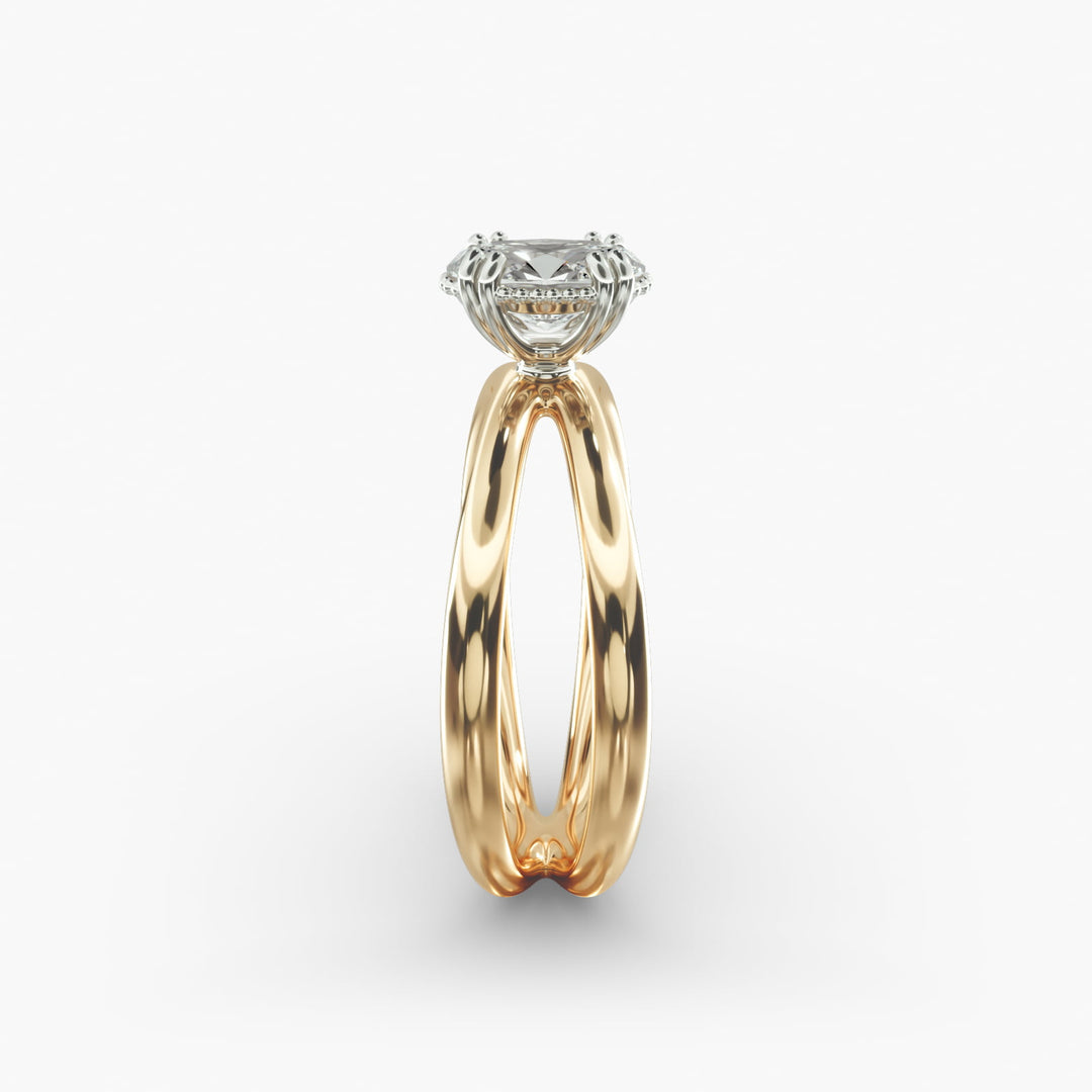 Oval Lab-Grown Diamond Twisted Double Band Ring – Contemporary Elegance | IGI Certified | 10K/14K/18K Gold