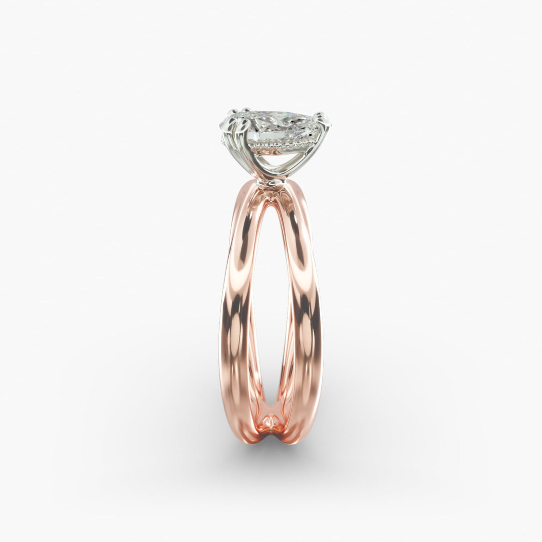 Pear Lab-Grown Diamond Double Band Ring – Chic Designer Look | IGI Certified | 10K/14K/18K Gold