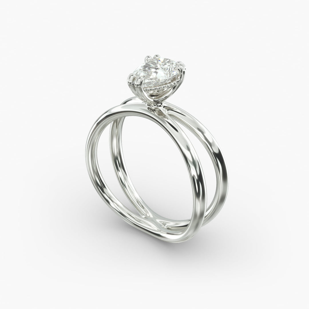 Pear Lab-Grown Diamond Double Band Ring – Chic Designer Look | IGI Certified | 10K/14K/18K Gold