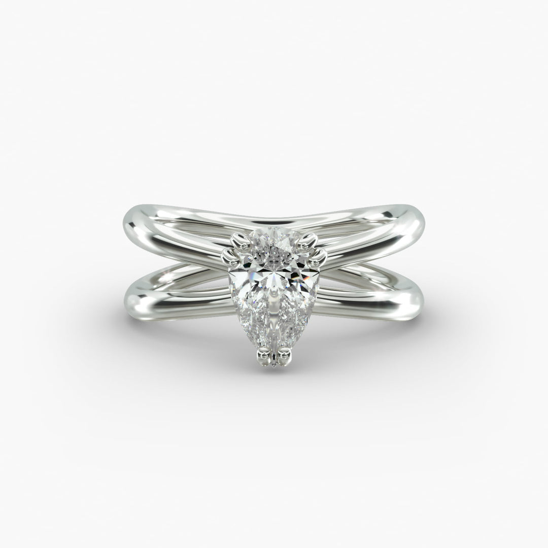 Pear Lab-Grown Diamond Double Band Ring – Chic Designer Look | IGI Certified | 10K/14K/18K Gold