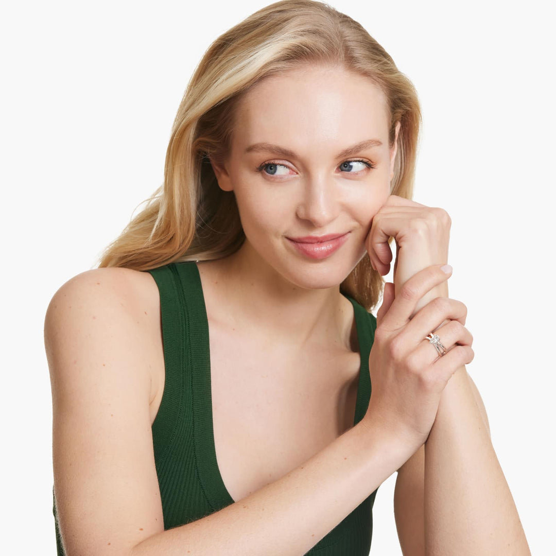 Pear Lab-Grown Diamond Double Band Ring – Chic Designer Look | IGI Certified | 10K/14K/18K Gold