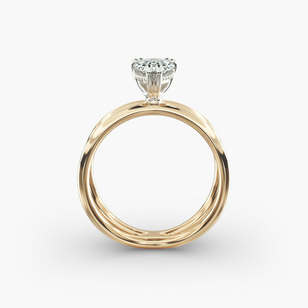 Pear Lab-Grown Diamond Double Band Ring – Chic Designer Look | IGI Certified | 10K/14K/18K Gold