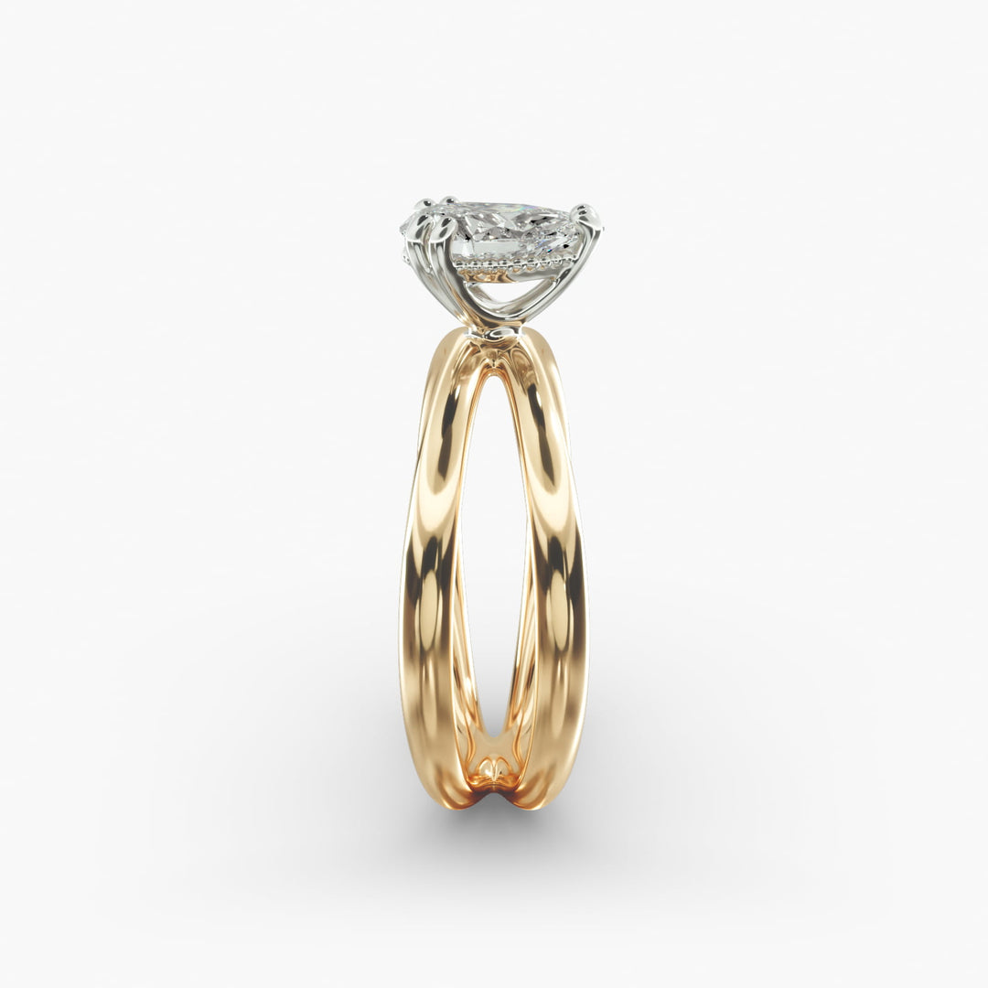 Pear Lab-Grown Diamond Double Band Ring – Chic Designer Look | IGI Certified | 10K/14K/18K Gold