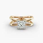 Load image into Gallery viewer, Princess Cut Solitaire Split Shank Lab-Grown Diamond Ring | 0.50–5.00 Carat | IGI Certified | Yellow, White, Rose Gold