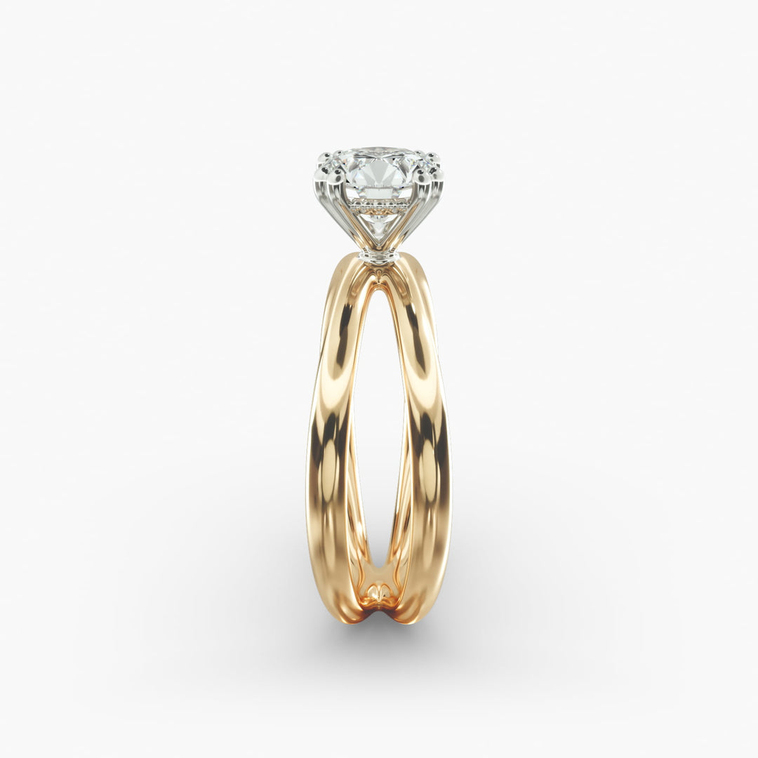 Round Brilliant Lab-Grown Diamond Dual Band Ring – Contemporary Designer Look | IGI Certified | 10K/14K/18K Gold