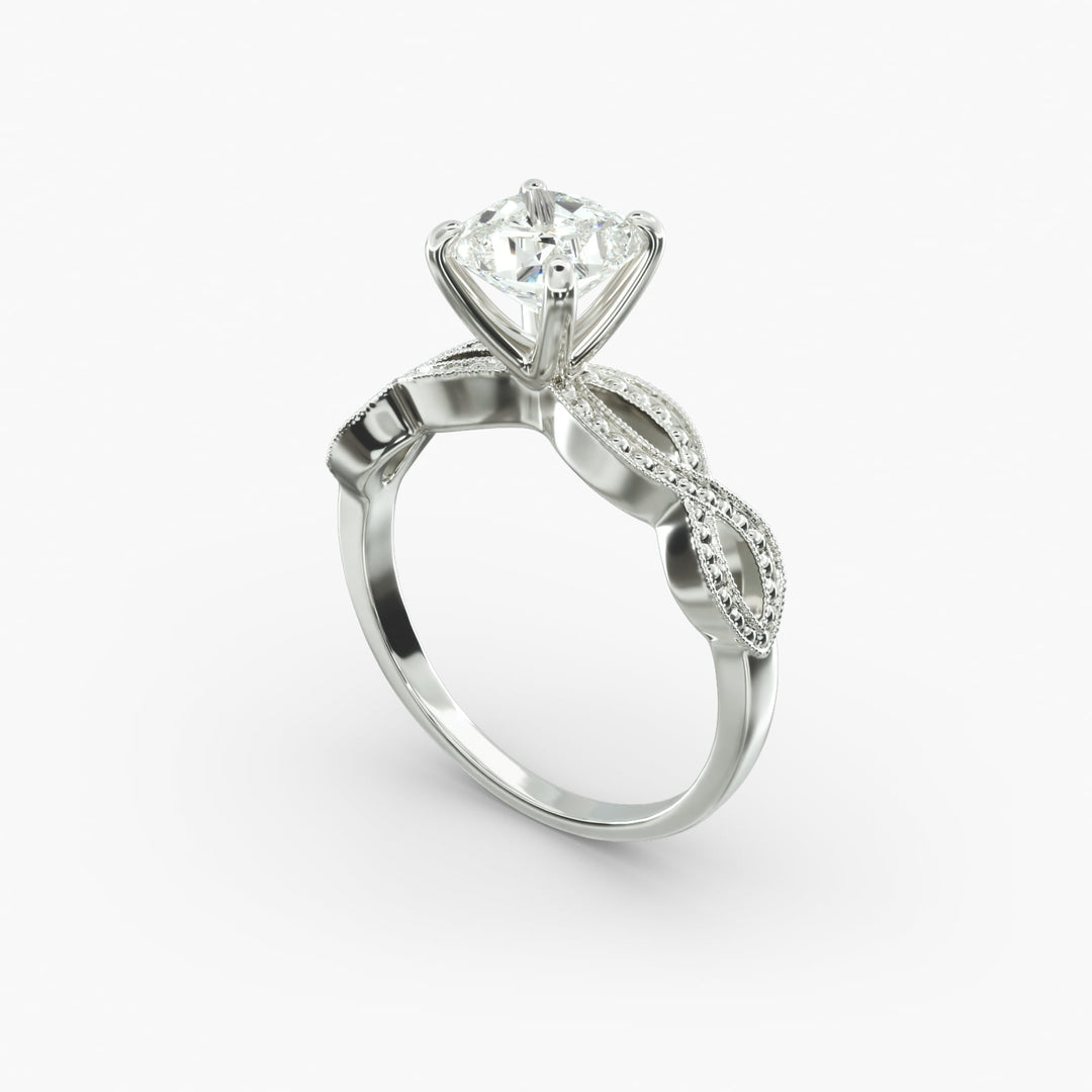Cushion Lab-Grown Diamond — Milgrain Infinity Band | IGI Certified | 10K/14K/18K Gold