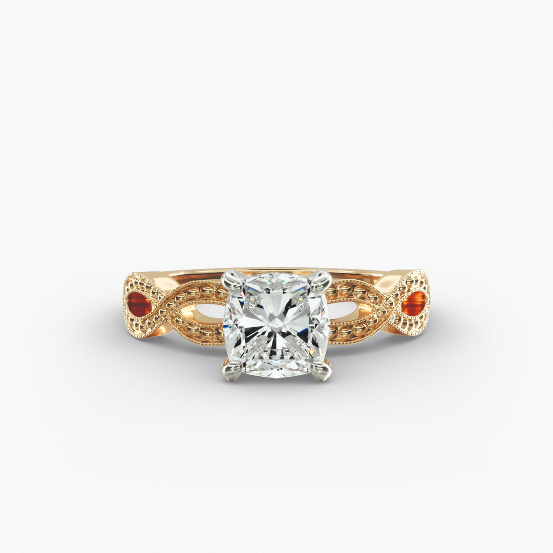 Cushion Lab-Grown Diamond — Milgrain Infinity Band | IGI Certified | 10K/14K/18K Gold