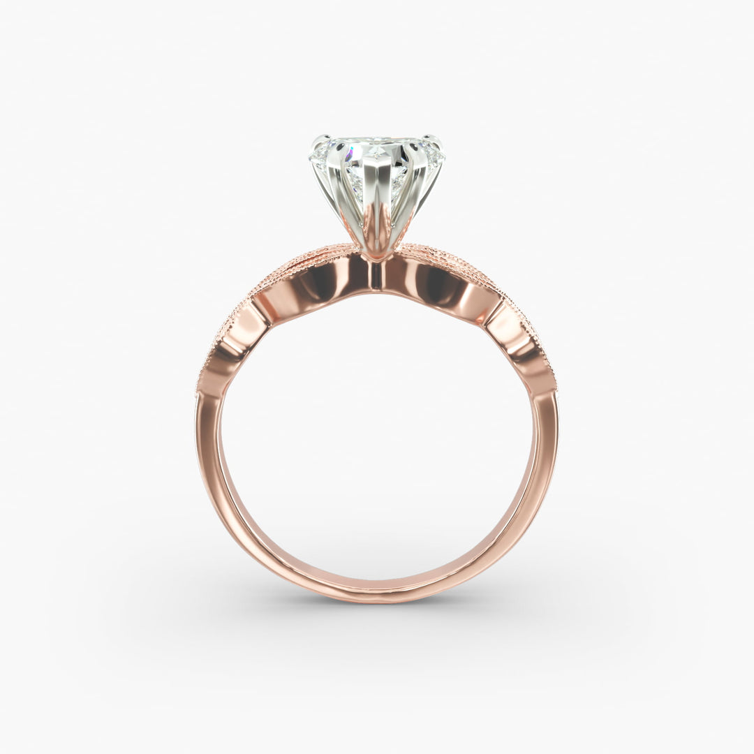 Heart Lab-Grown Diamond Ring – Twisted Milgrain Band | IGI Certified | 10K/14K/18K Gold