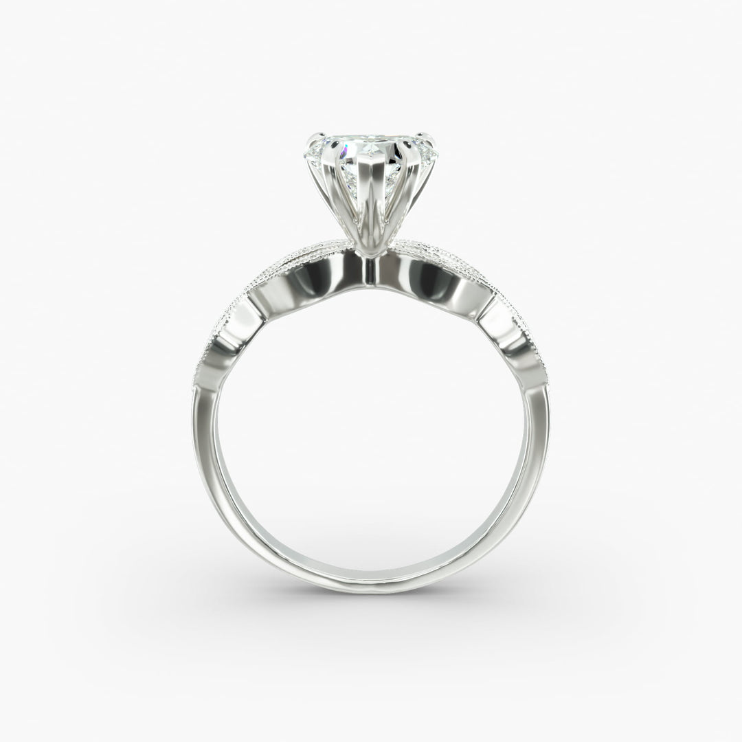 Heart Lab-Grown Diamond Ring – Twisted Milgrain Band | IGI Certified | 10K/14K/18K Gold