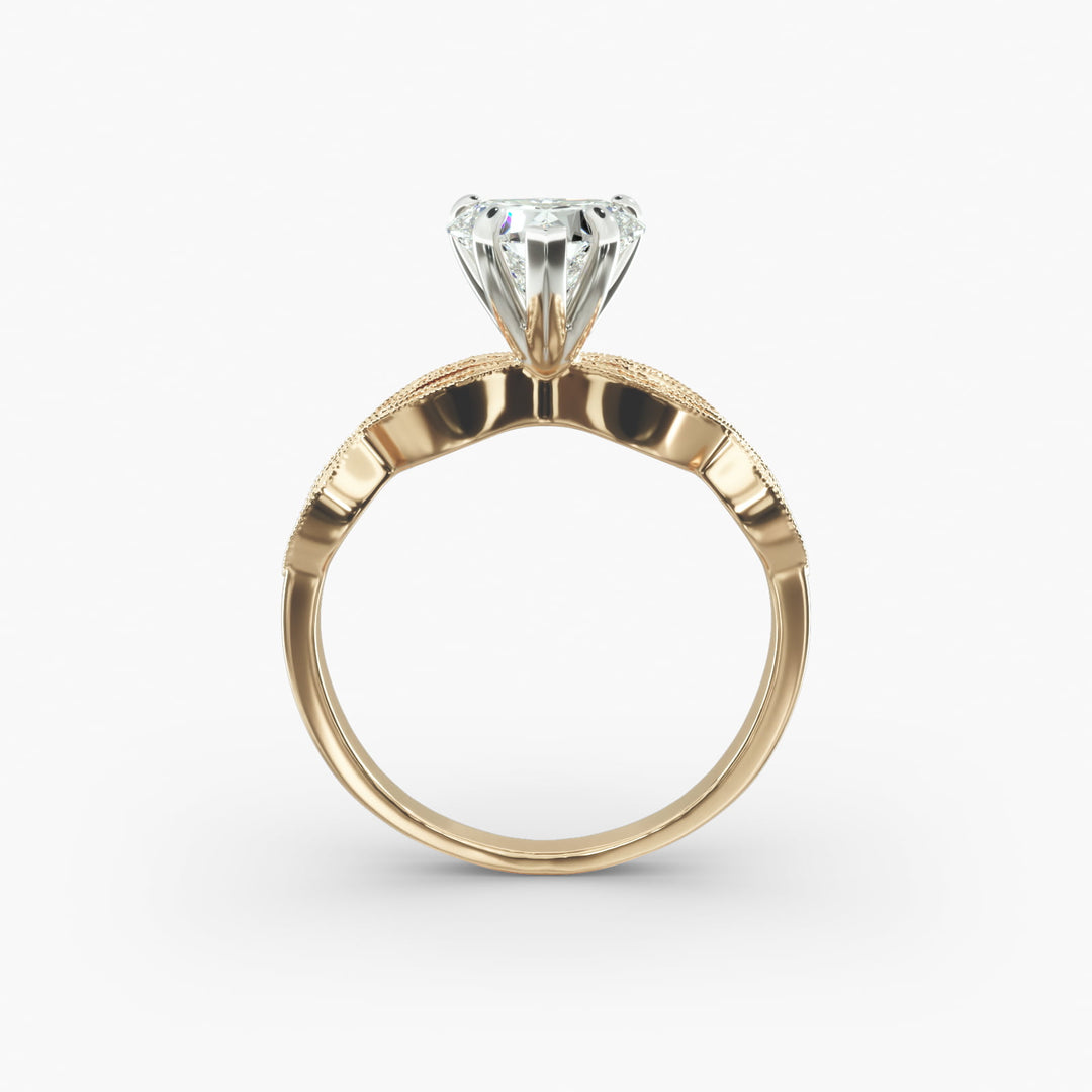 Heart Lab-Grown Diamond Ring – Twisted Milgrain Band | IGI Certified | 10K/14K/18K Gold