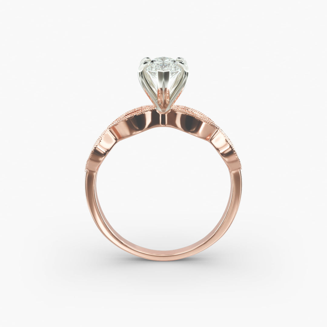 Marquise Lab-Grown Diamond Ring – Twisted Milgrain Band | IGI Certified | 10K/14K/18K Gold