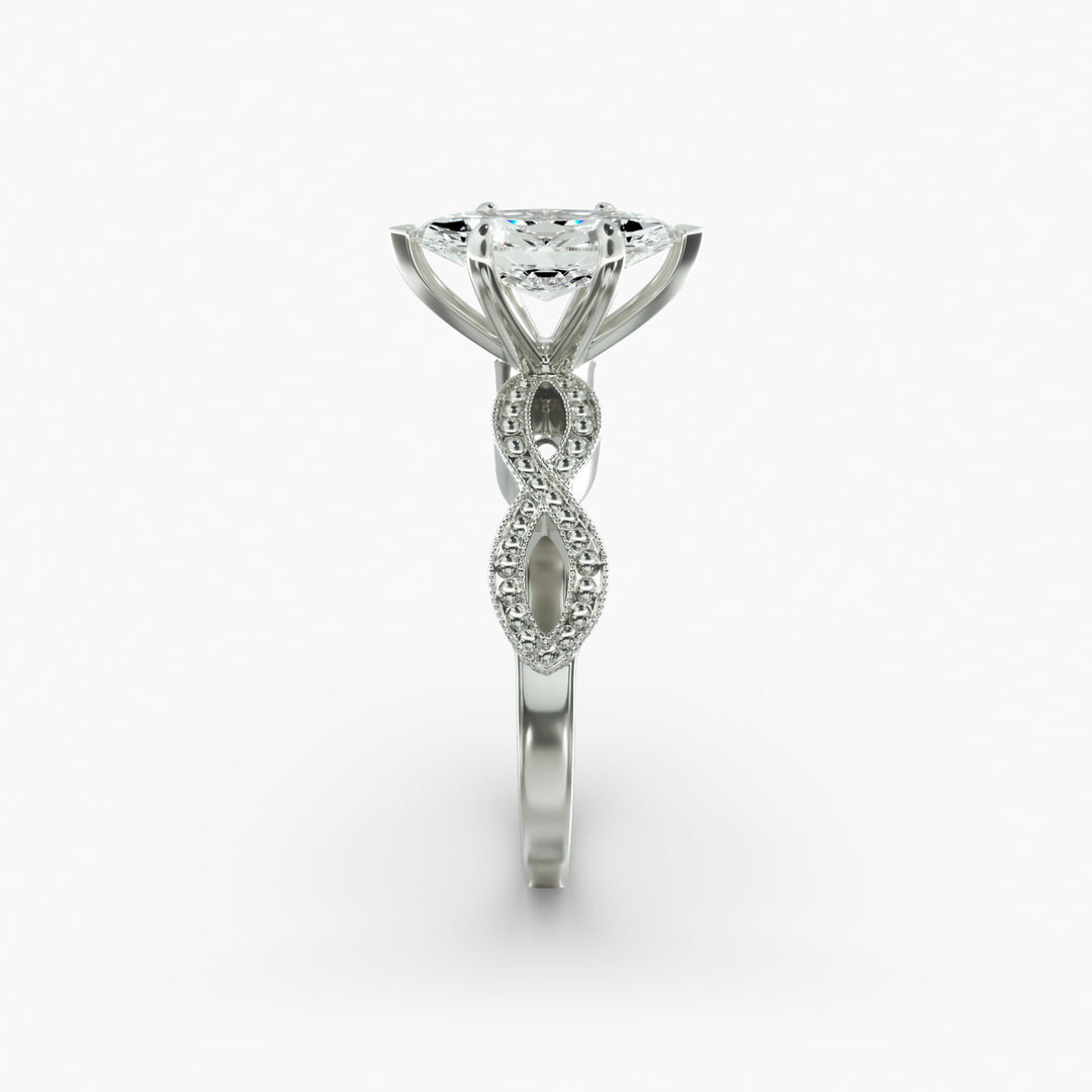 Marquise Lab-Grown Diamond Ring – Twisted Milgrain Band | IGI Certified | 10K/14K/18K Gold