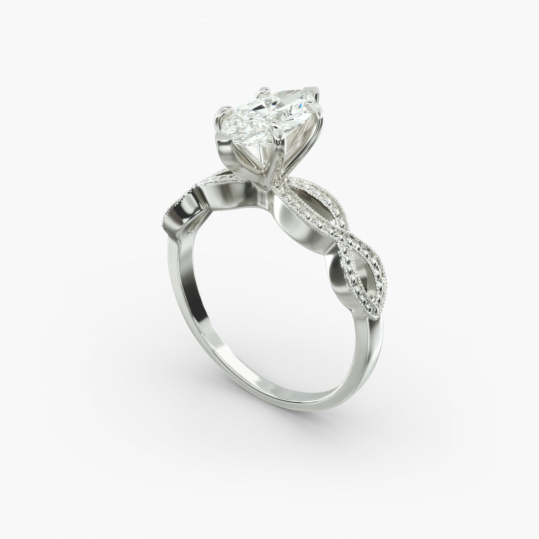 Marquise Lab-Grown Diamond Ring – Twisted Milgrain Band | IGI Certified | 10K/14K/18K Gold