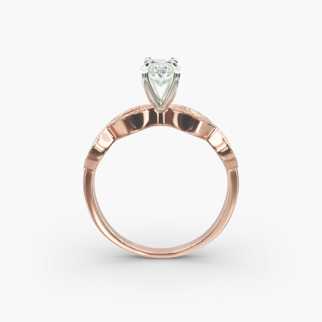 Oval Lab-Grown Diamond Ring – Twisted Milgrain Band | IGI Certified | 10K/14K/18K Gold