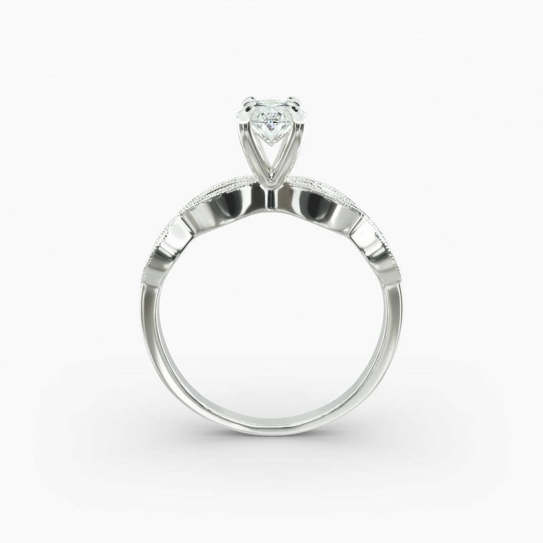 Oval Lab-Grown Diamond Ring – Twisted Milgrain Band | IGI Certified | 10K/14K/18K Gold