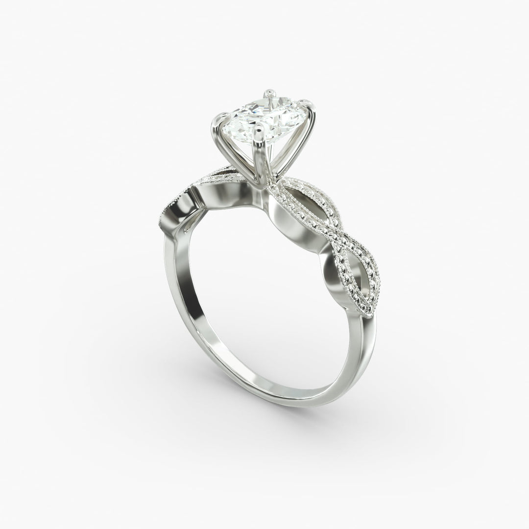 Oval Lab-Grown Diamond Ring – Twisted Milgrain Band | IGI Certified | 10K/14K/18K Gold