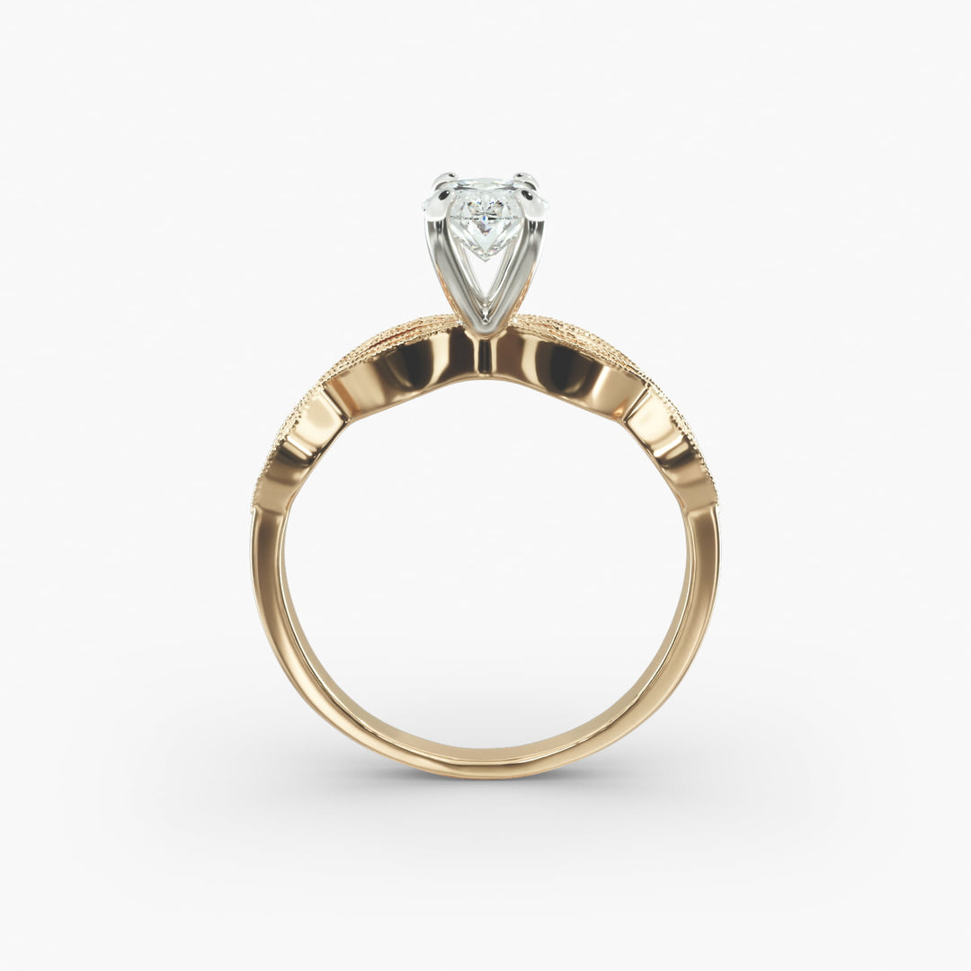 Oval Lab-Grown Diamond Ring – Twisted Milgrain Band | IGI Certified | 10K/14K/18K Gold