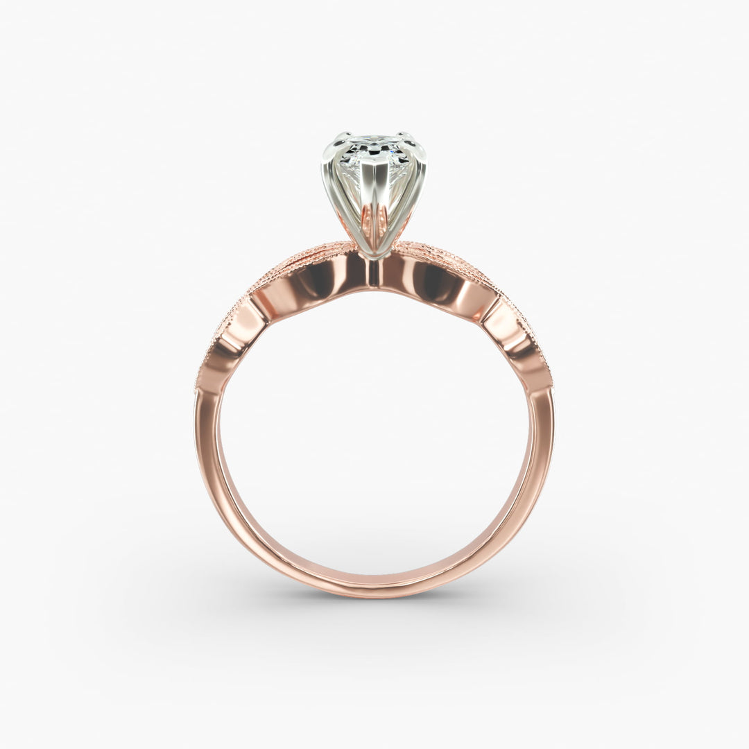 Pear Shape Lab-Grown Diamond Twisted Band Ring with Milgrain | IGI Certified | 10K/14K/18K Gold