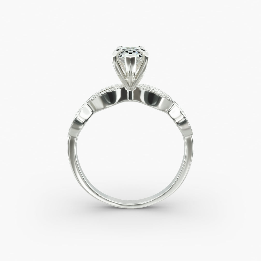 Pear Shape Lab-Grown Diamond Twisted Band Ring with Milgrain | IGI Certified | 10K/14K/18K Gold
