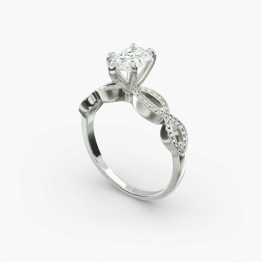 Pear Shape Lab-Grown Diamond Twisted Band Ring with Milgrain | IGI Certified | 10K/14K/18K Gold