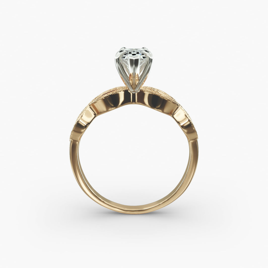 Pear Shape Lab-Grown Diamond Twisted Band Ring with Milgrain | IGI Certified | 10K/14K/18K Gold