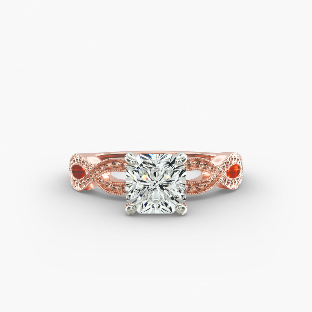 Radiant Cut Lab-Grown Diamond Infinity Twist Ring with Milgrain | IGI Certified | 10K/14K/18K Gold