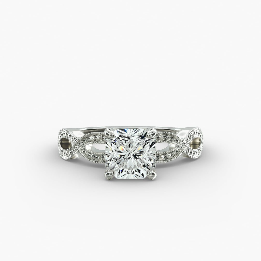 Radiant Cut Lab-Grown Diamond Infinity Twist Ring with Milgrain | IGI Certified | 10K/14K/18K Gold
