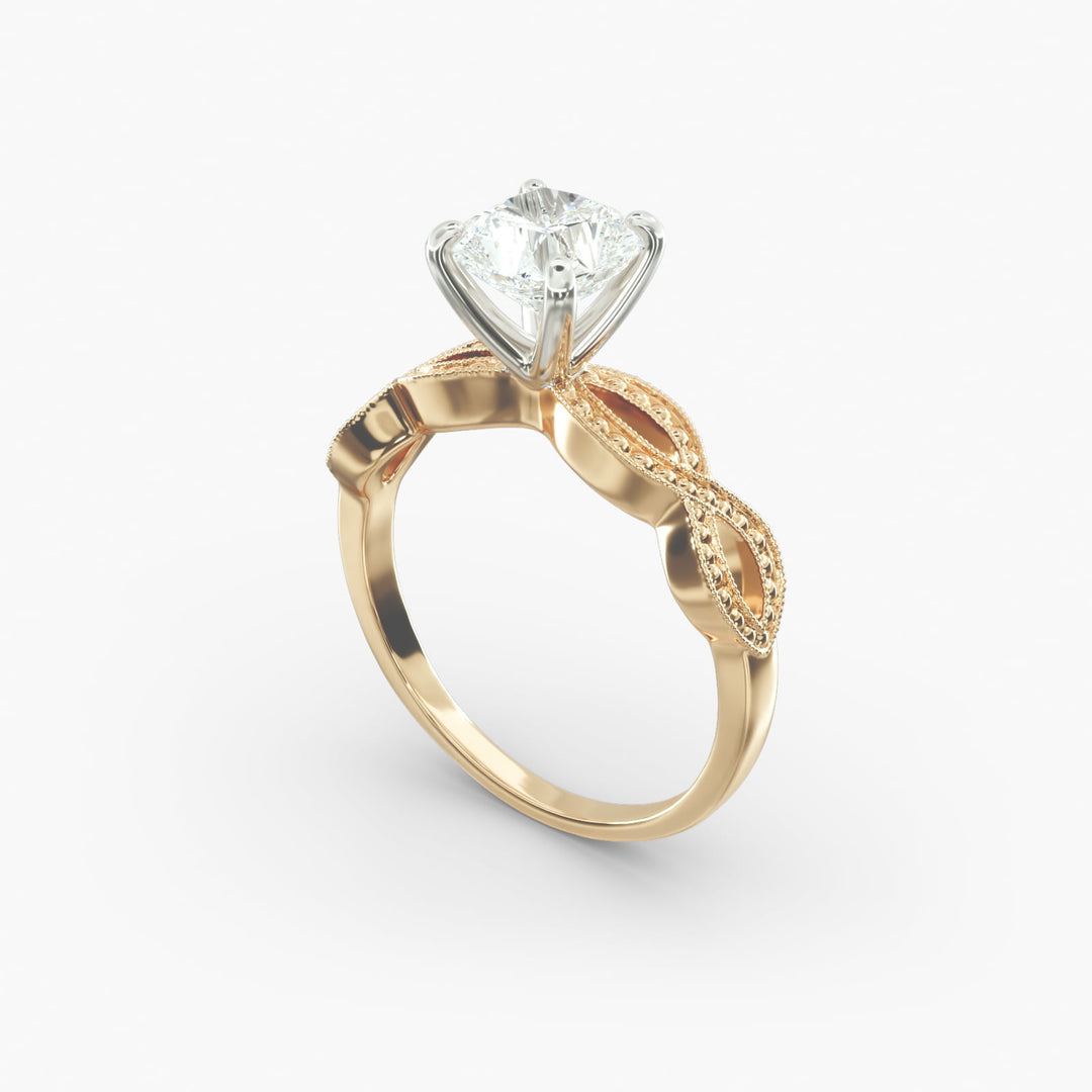 Radiant Cut Lab-Grown Diamond Infinity Twist Ring with Milgrain | IGI Certified | 10K/14K/18K Gold
